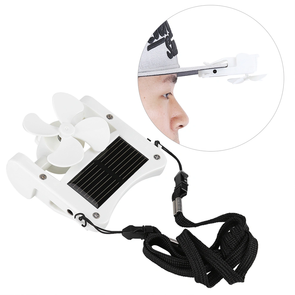 Mini Solar Powered Fan Clip-On USB Cooling Fan for Mountain Climbing Camping - White