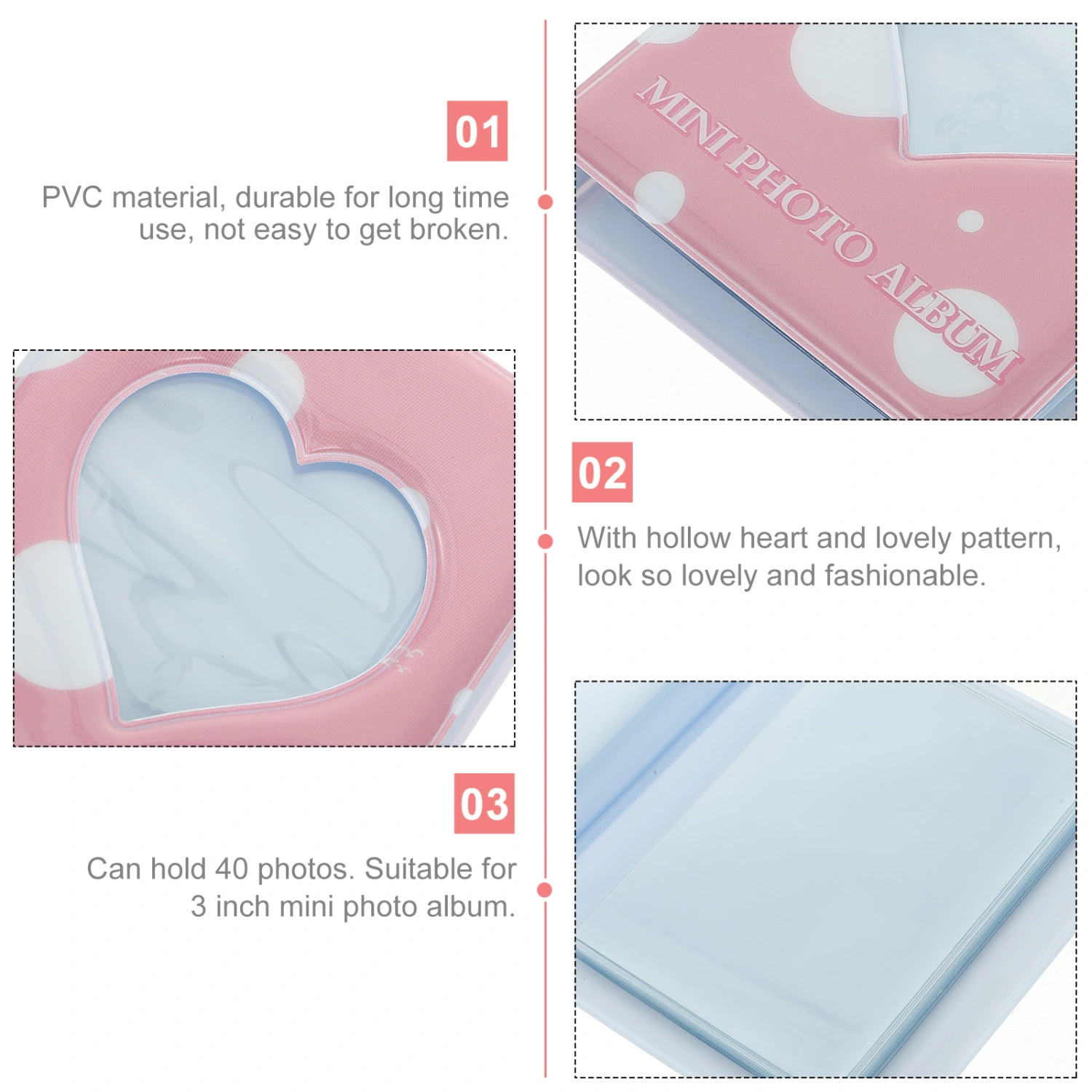 Mini Photo Album Hollow Heart Small Photo Album Picture Cards Album Holder