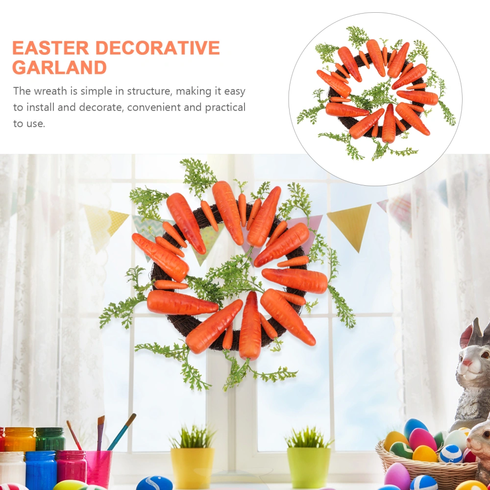 Easter Wreath Simulation Carrot Wreath Decorative Garland Party Hanging Decor