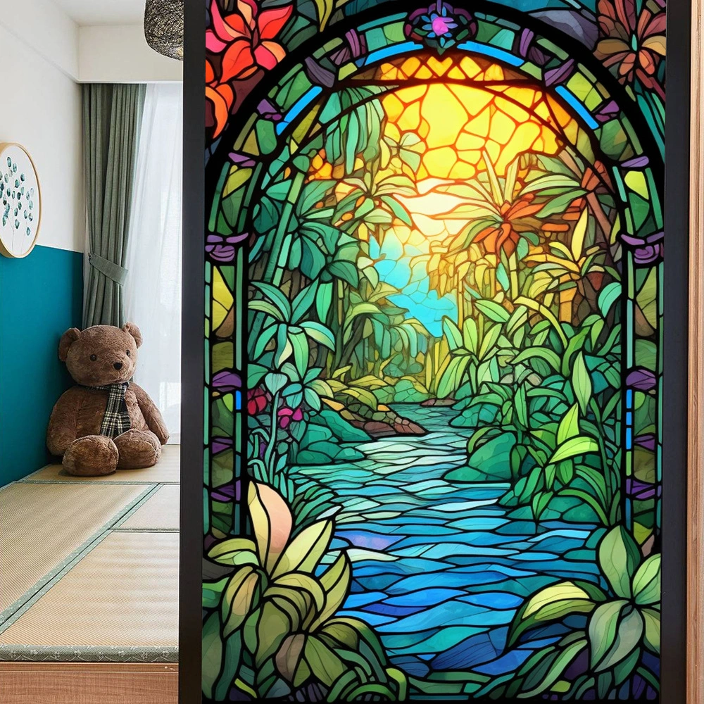 Stained Glass Sticker Window Privacy Film Static Cling Removable Window Film Decal