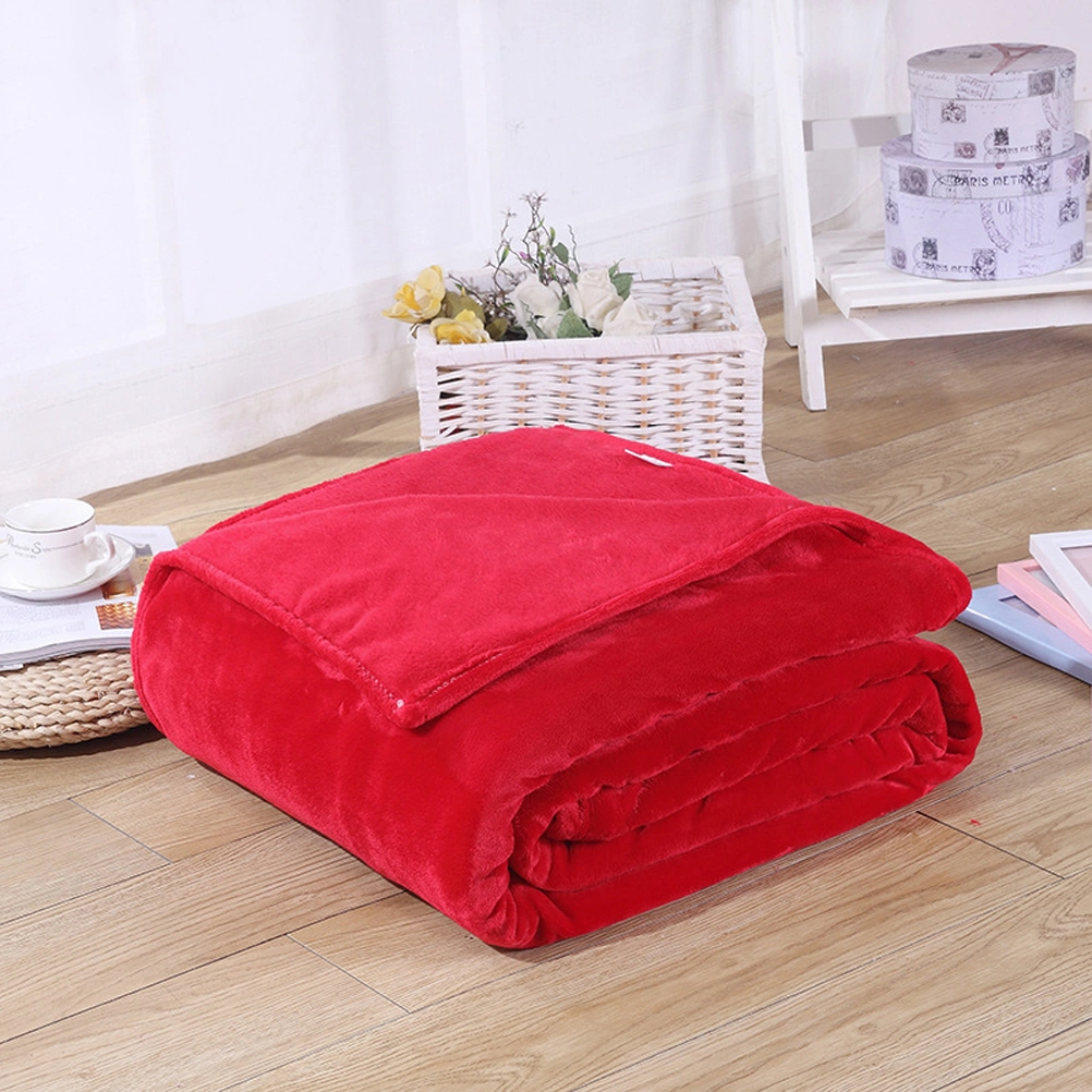 Thick Blankets Flannel Fleece Blanket Lightweight Warm Bed Blanket 70x100cm (Red)