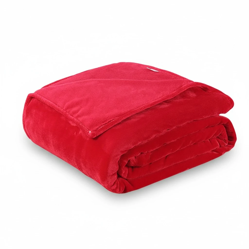 Thick Blankets Flannel Fleece Blanket Lightweight Warm Bed Blanket 70x100cm (Red)