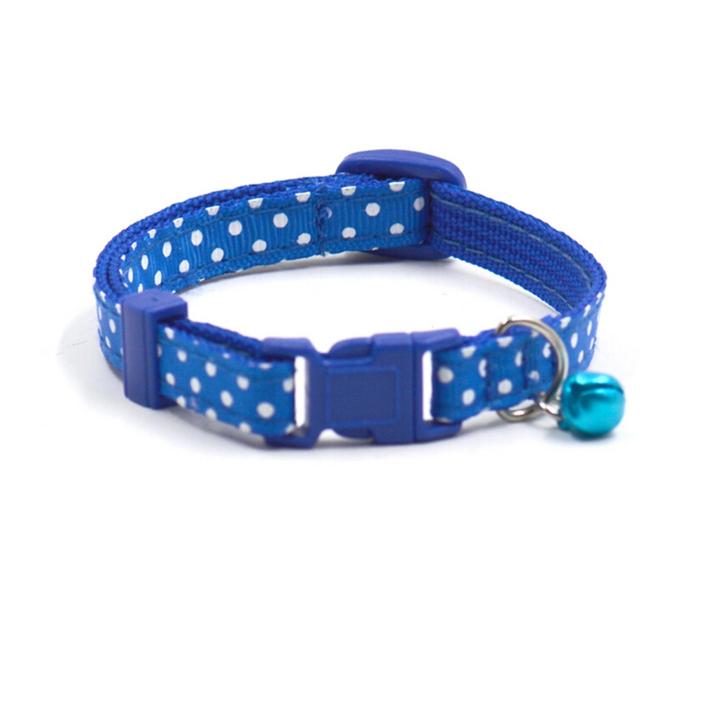 Polka Dots Small Cat & Dog Puppy Collar with Jingle Bell 1.0cm Width (Blue)