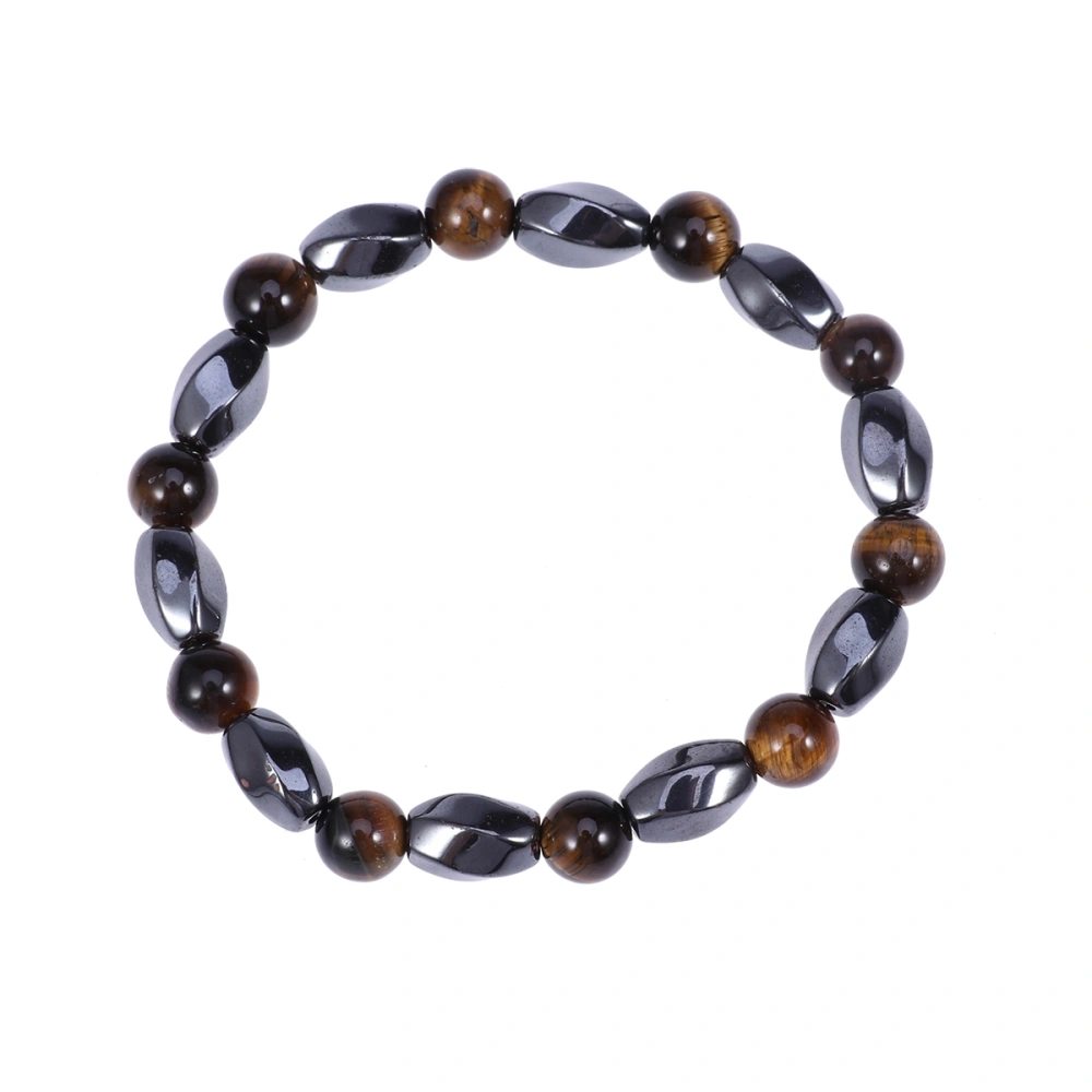 Magnetic Hematite Bracelet Natural Tiger Eye Stone Therapy Healing Energy Chakra Beaded Stretch Bracelet for Men Women