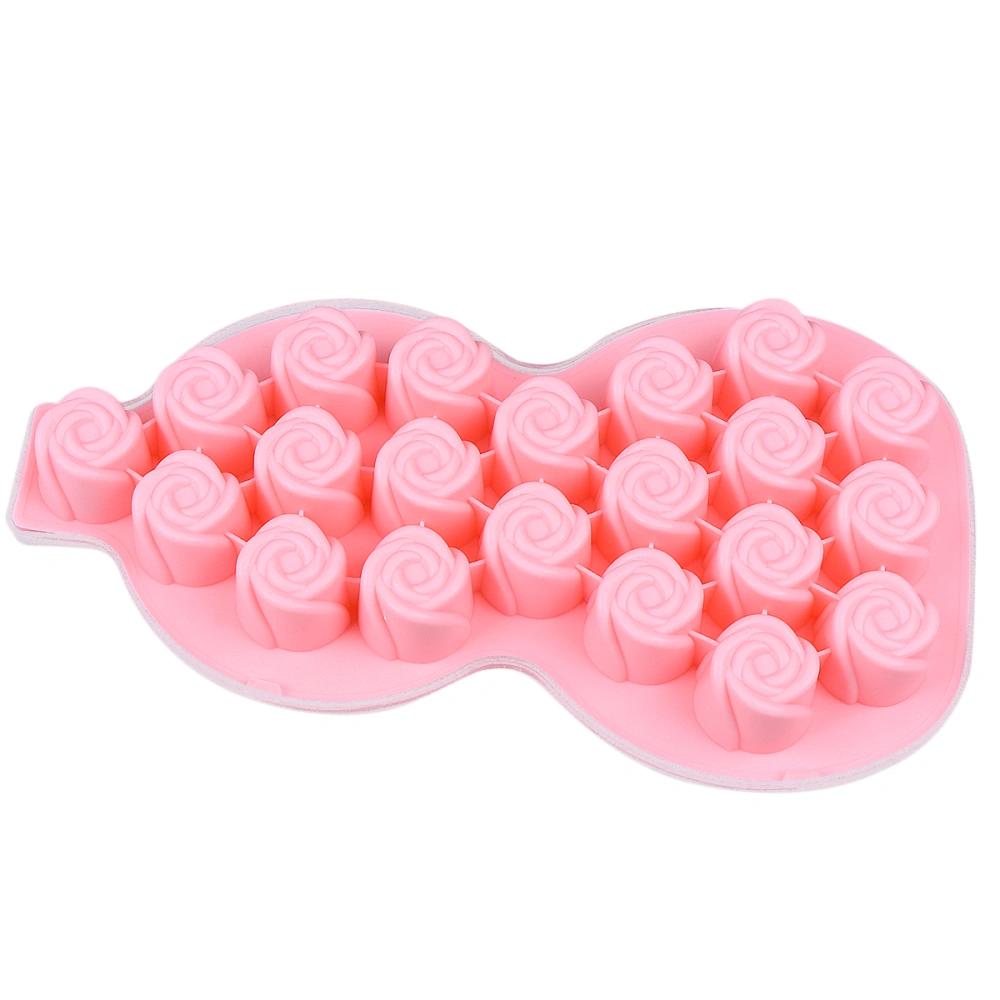 21 Slots Ice Mold Silicone Calabash Shape Ice Cube Mold Kitchen Gadget with Lid for Home (Pink)