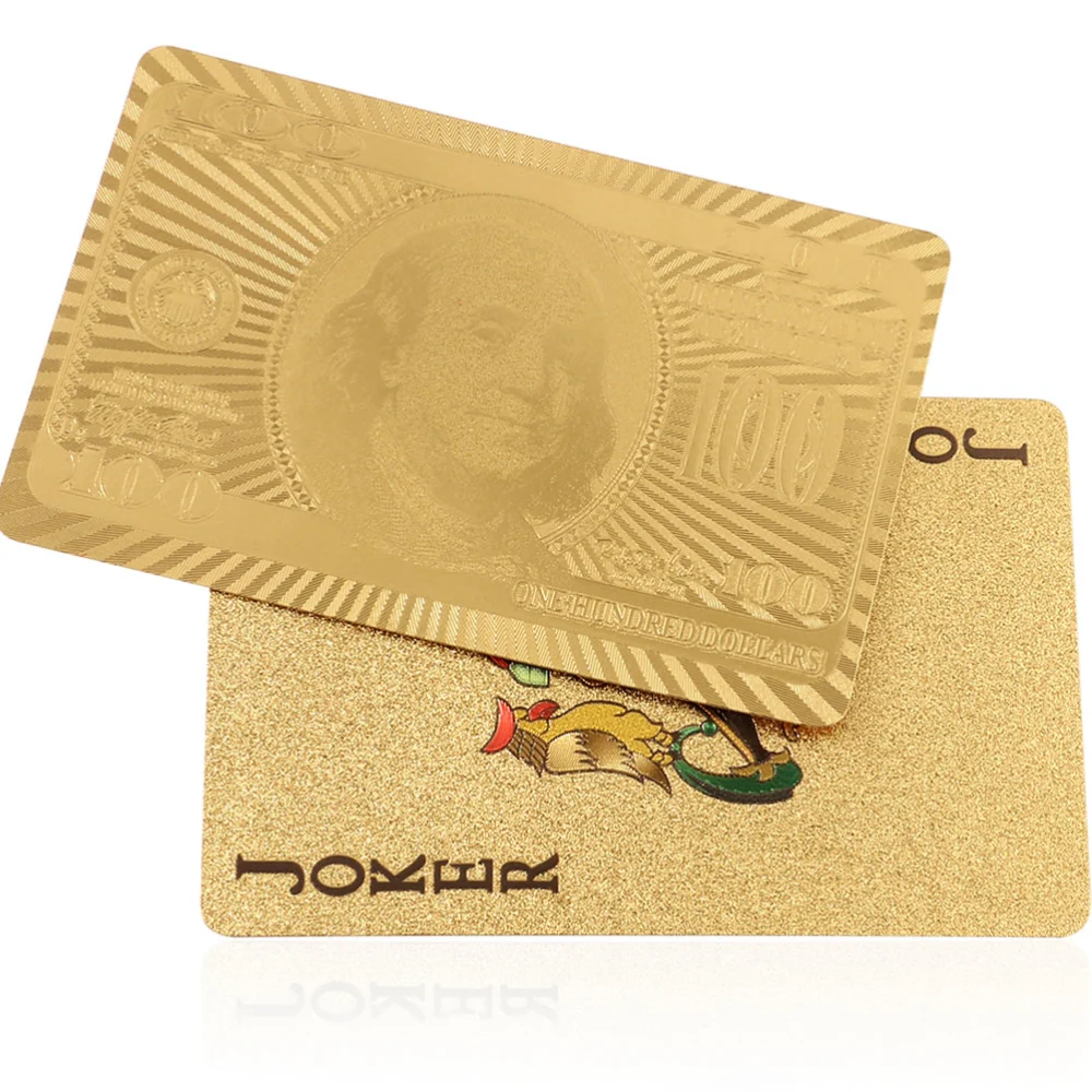 2 Sets Exquisite Poker Cards Attractive Gold Foil Dollar Style Poker Cards Portable Poker Cards