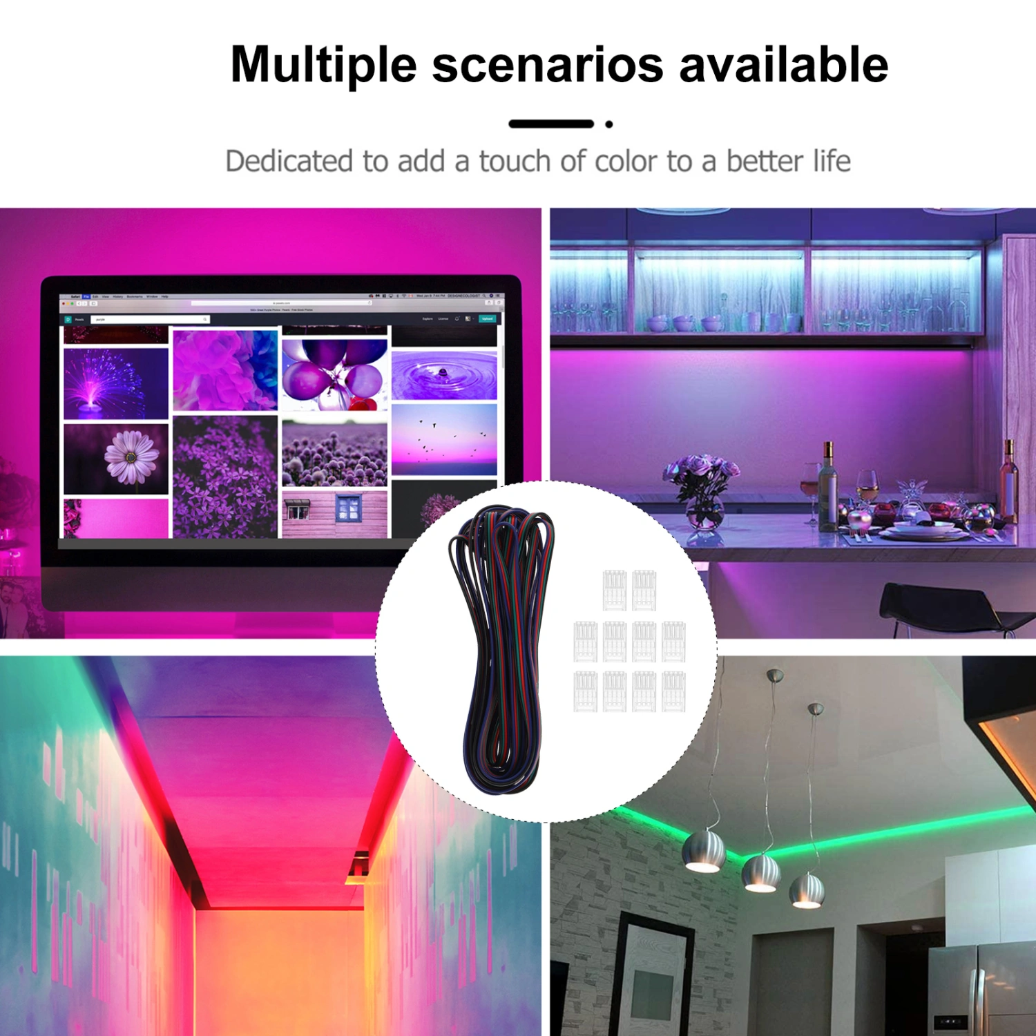 10pcs Solderless LED Strip Connector 4 Pin 10mm RGB LED Strip Connectors