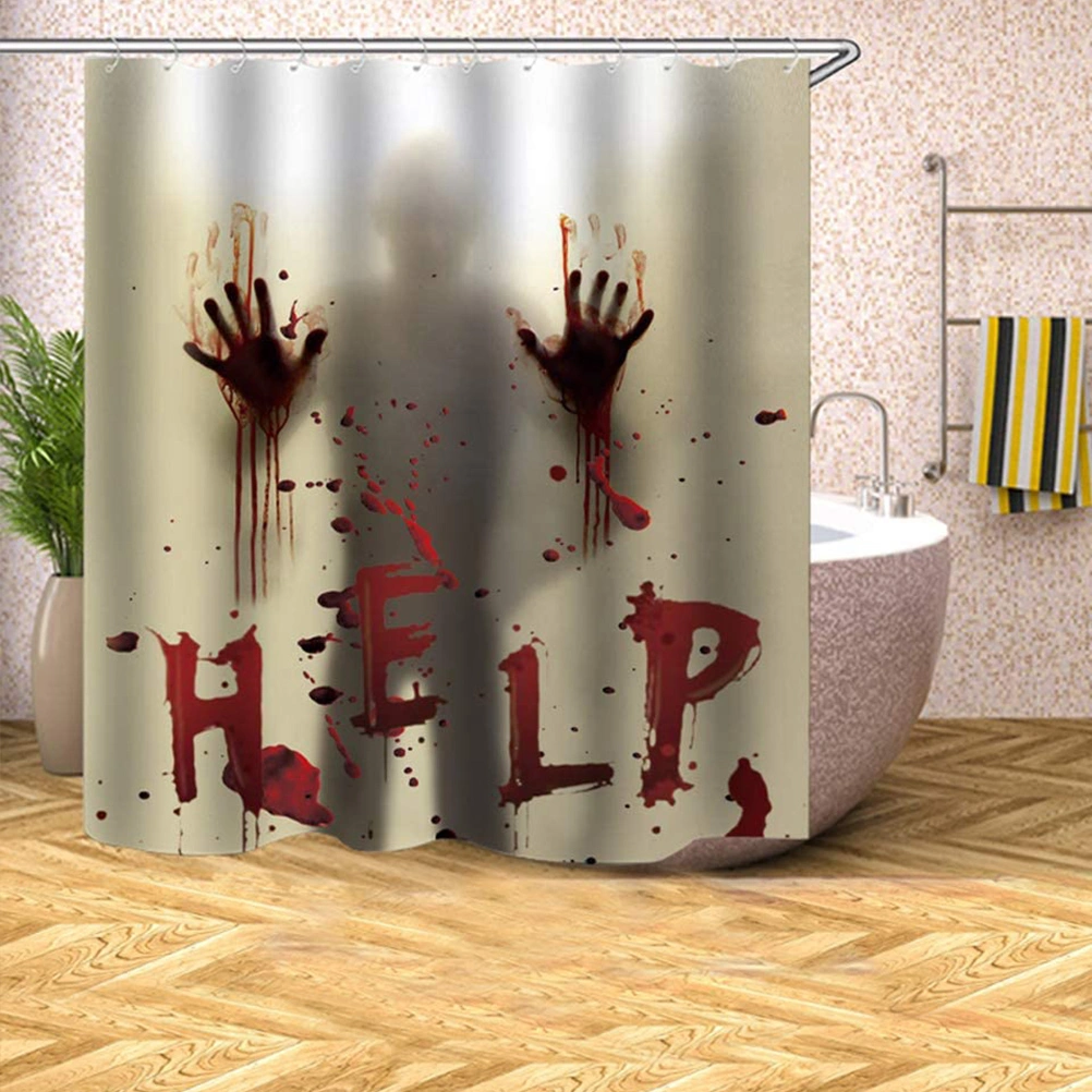 Scary Bloody Handprint Shower Curtain Anti-voyeur Waterproof Shower Curtain for Bathroom