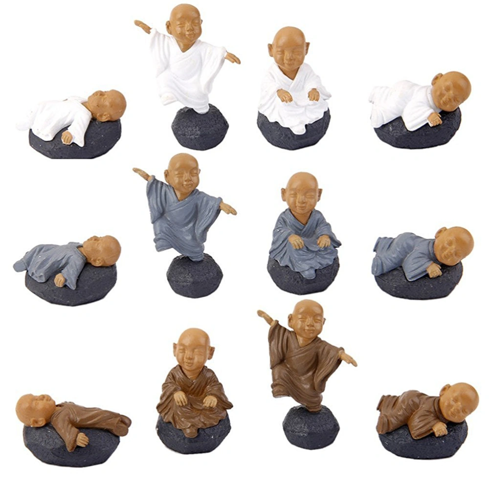 12pcs Miniature Fairy Garden Ornaments PVC Meditation Monks Random Style