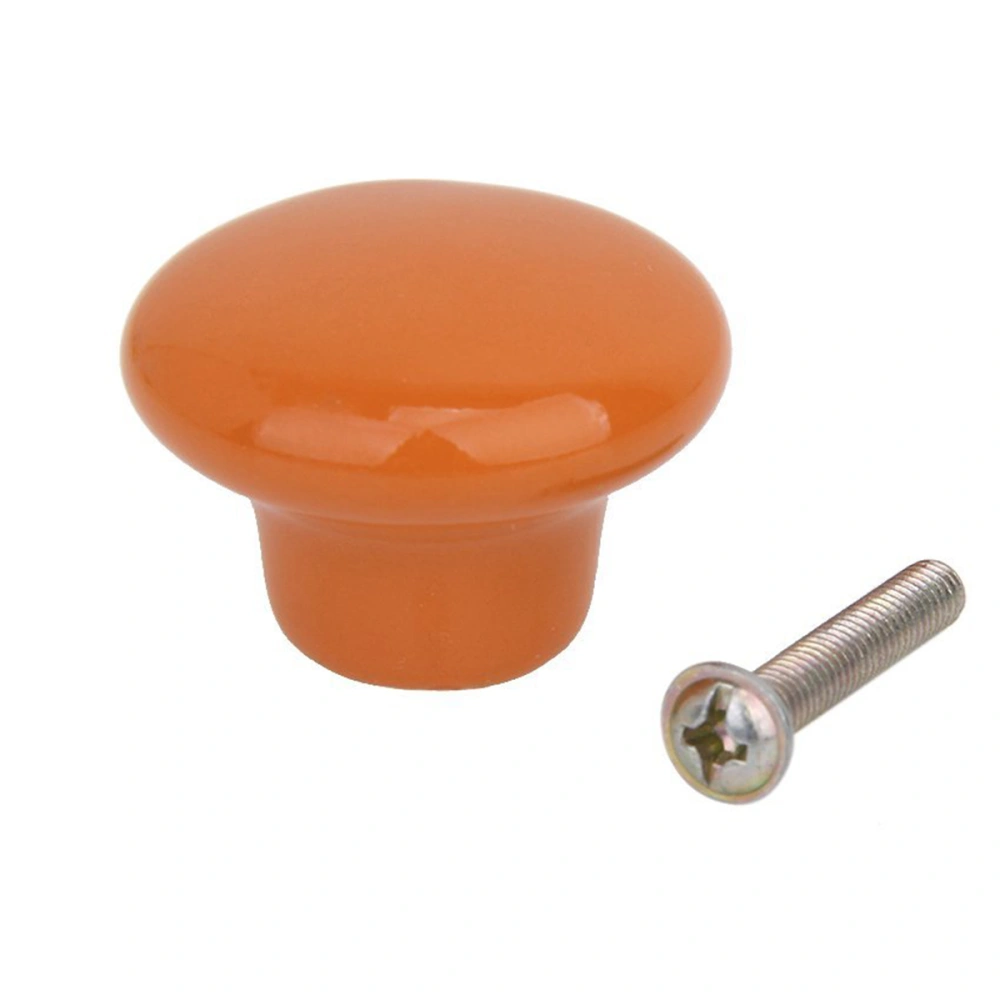 5pcs Durable Round Ceramic Kitchen Cupboard Cabinet Drawer Door Knobs Pull Handles - Size S (Orange)