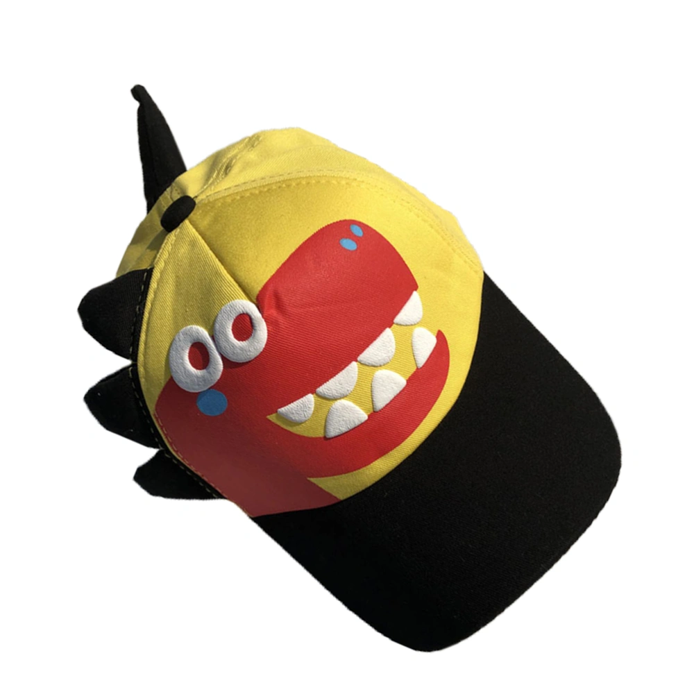 Cartoon Children Dinosaur Hat Creative Peaked Baseball Hat Cotton Sun Block (Black Brim, 50-53cm, Suitable for 2-7 Years Old)