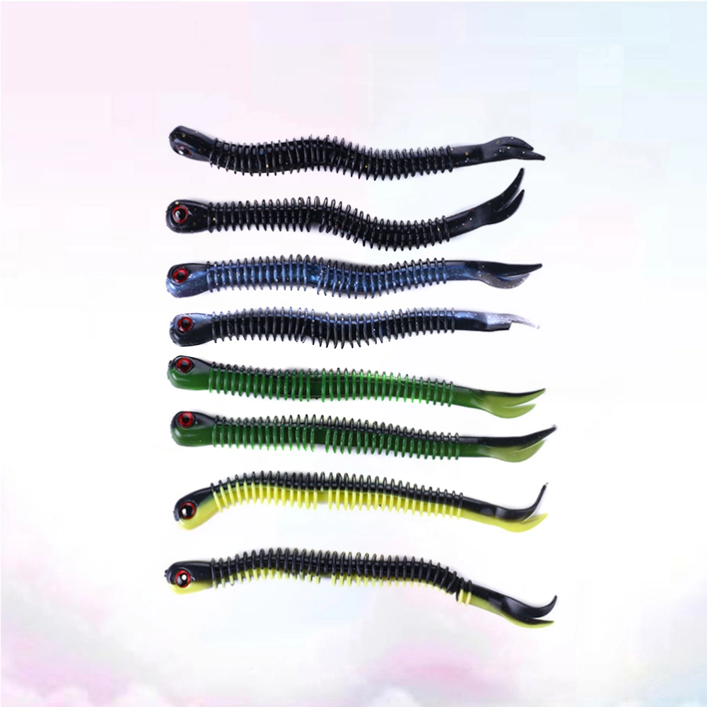 8PCS 12.4CM  Length Fishing Bait Suit Lifelike Sandworm Fishing Lures Simulated Baits Fake Fishing Lures for Outdoor Fishing Use