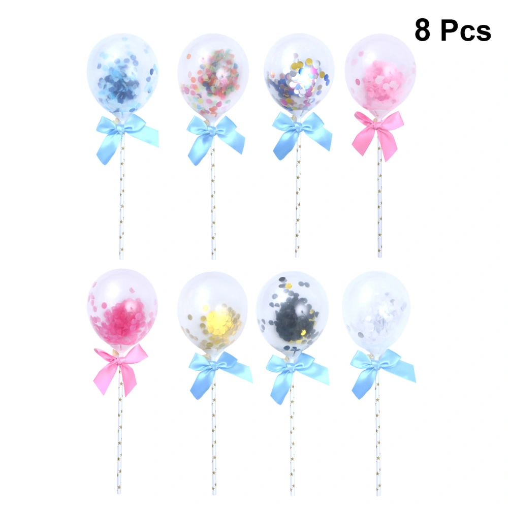 8pcs Round Balloon Decoration Beautiful Bowknot Confetti Balloons for Cake Dessert Decoration