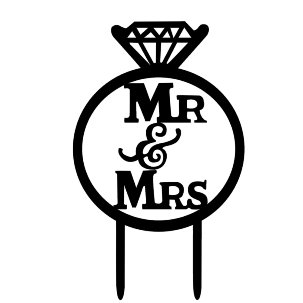 Mr and Mrs Cake Topper Acrylic Wedding Cake Toppers for Cake Decoration (Black)