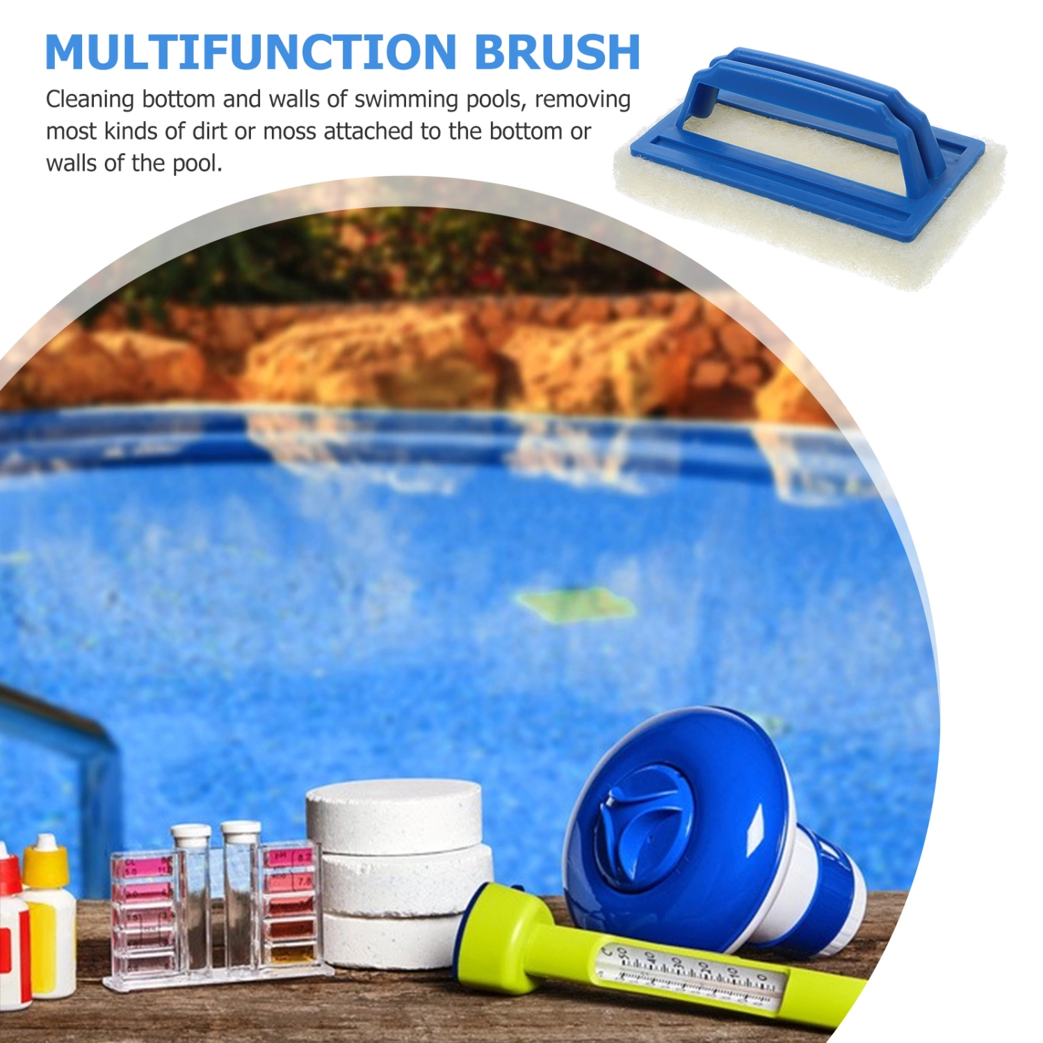 1PC Practical Nonwoven Cleaning Brush Plastic Handle Cleaning Tool for Swimming Pool Maintenance