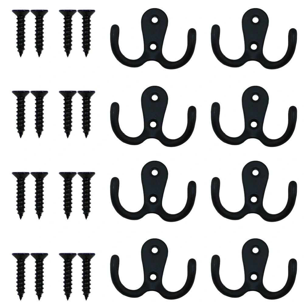 24 Pcs 1 Set Household Door Hooks Vintage Hanger Hooks with Screws (Black)