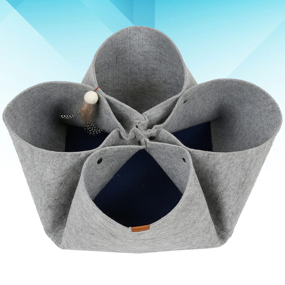 Fashion Pet Cat Warm Cushion Deep Cuddler Bed Flower Shape Pet Cat Litter Mat(Grey)