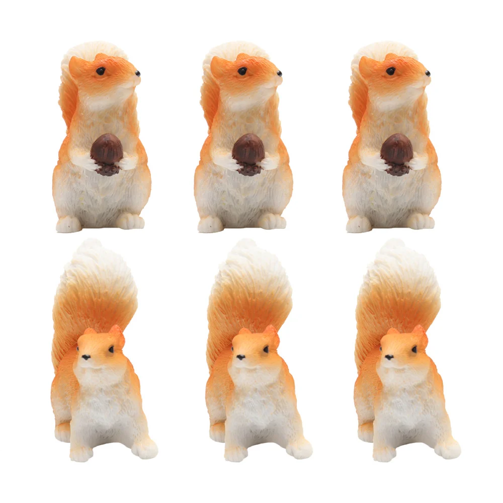 6Pcs Adorable Simulated Squirrels Lovely Squirrel Ornament Christmas (Orange)