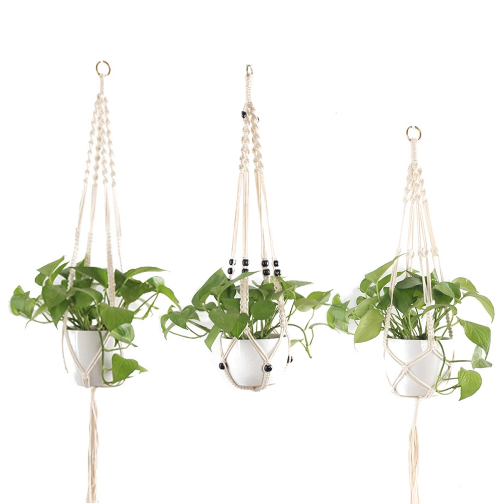 3pcs Macrame Flower Pot Net Hanging Basket Knotted Rope Balcony Courtyard Garden Decor