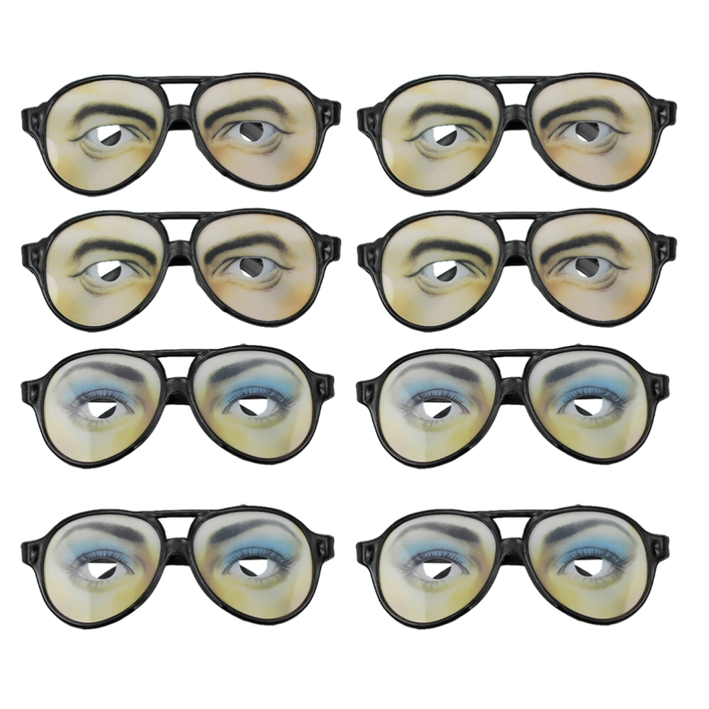 1 Set 8 Pcs Man Woman Party Glasses Prank Toys Fun Party Props Supplies