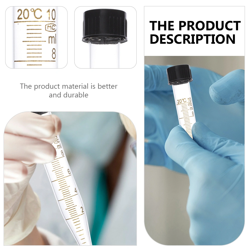 4pcs Glass Test Tube Spiral Graduated Test Tubes Test Centrifuge Tube with Lid