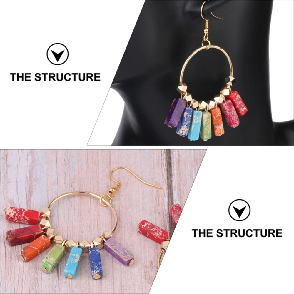 1 Pair Bohemian Style Earrings Tassel Eardrops Delicate Ear Pendants (Colorful)