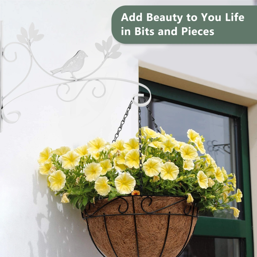 1pc Wall Hanging Type Iron Art Flower Basket Hook Flowerpot Bracket (White)