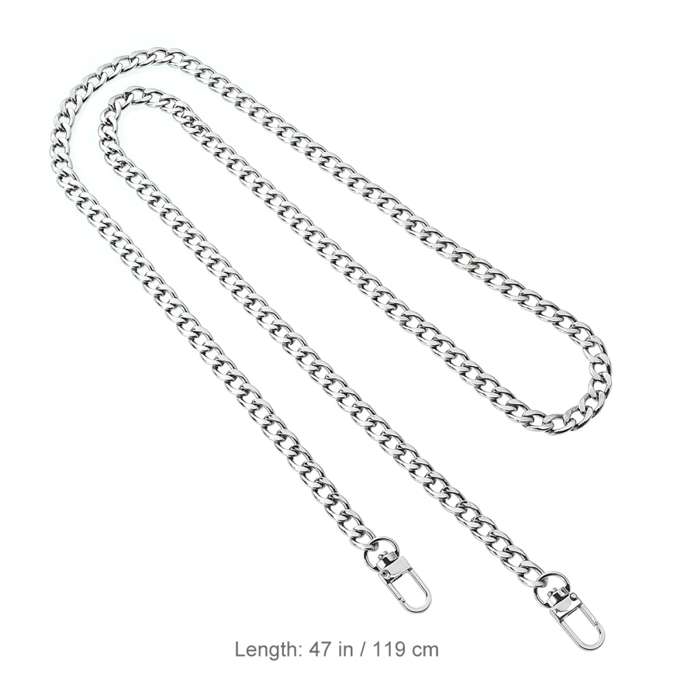 OULII 1PC Bag Iron Flat Chain Handbag Chains Metal Purse Straps Shoulder Cross Body Replacement Straps with Buckles (Silver)