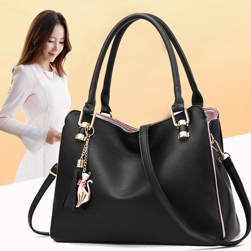 PU Leather Handbag Large Capacity Tote Bag Multi-Pocket Cross-Body Shoulder Bag