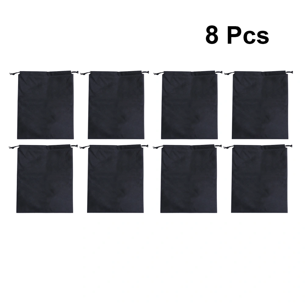 8pcs Shoes Bags Portable Drawstring Bag Dust-proof Shoes Pouches Business Travel Daily Use Shoes Organizer Storage Bag（Black)