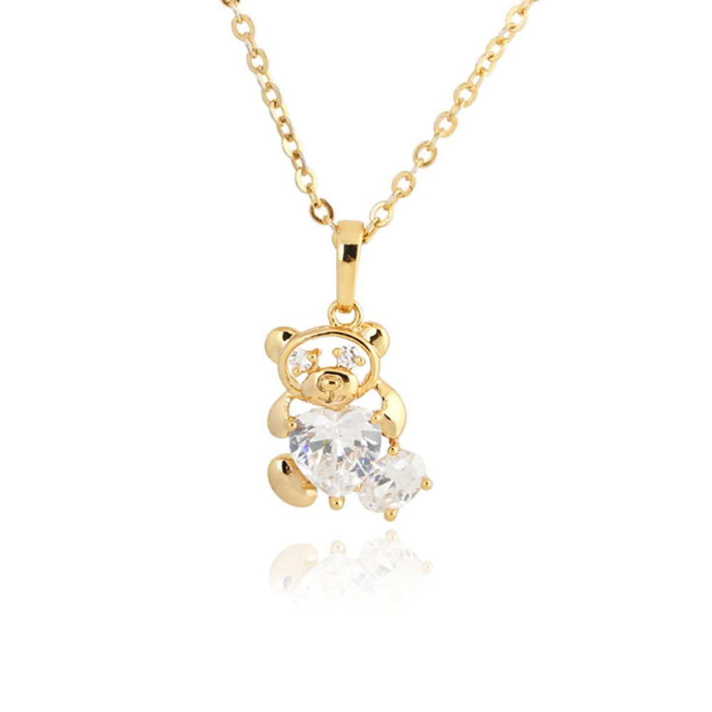 Bear Shaped 18K Gold Plated Pendant Necklace with Austrian Zircon D0451-J-B 18K (Golden)