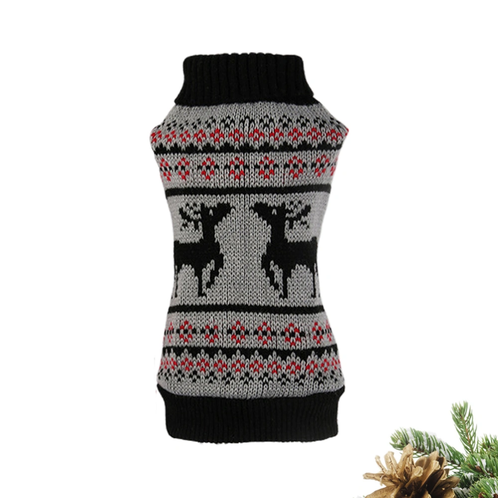 Fashion Dog Winter Costume Warm Christmas Deer Pattern Sweater Christmas Tree Pet Clothes Size L(Black)