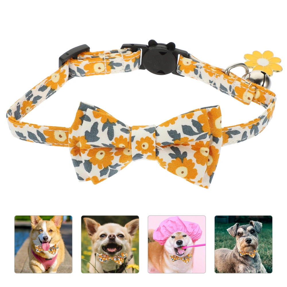 Girl Dog Collar Flower Patterned Girl Dog Neckwear Adorable Puppy Collar