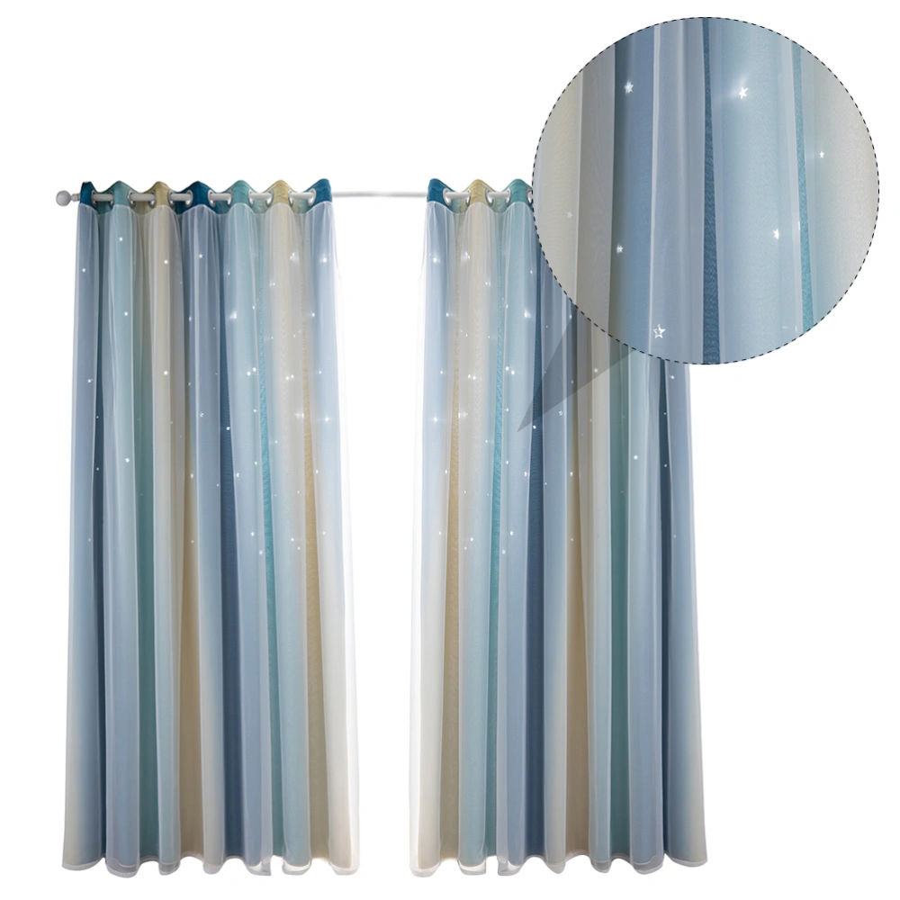 2Pcs Gradient Color Double-Layer Window Tulle Curtains Sunshade Window Curtains