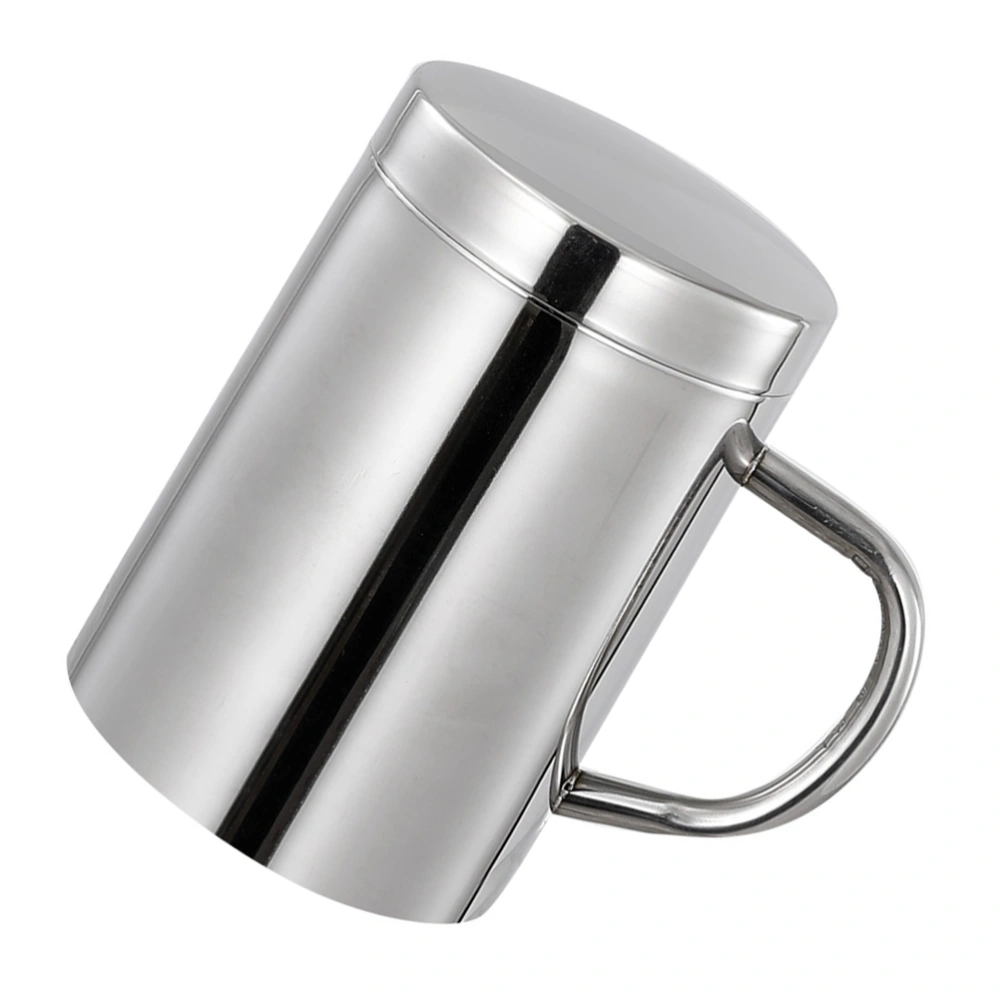 1Pc Stainless Steel Mug Household Water Storage Cup Simple Tea Cup with Handle