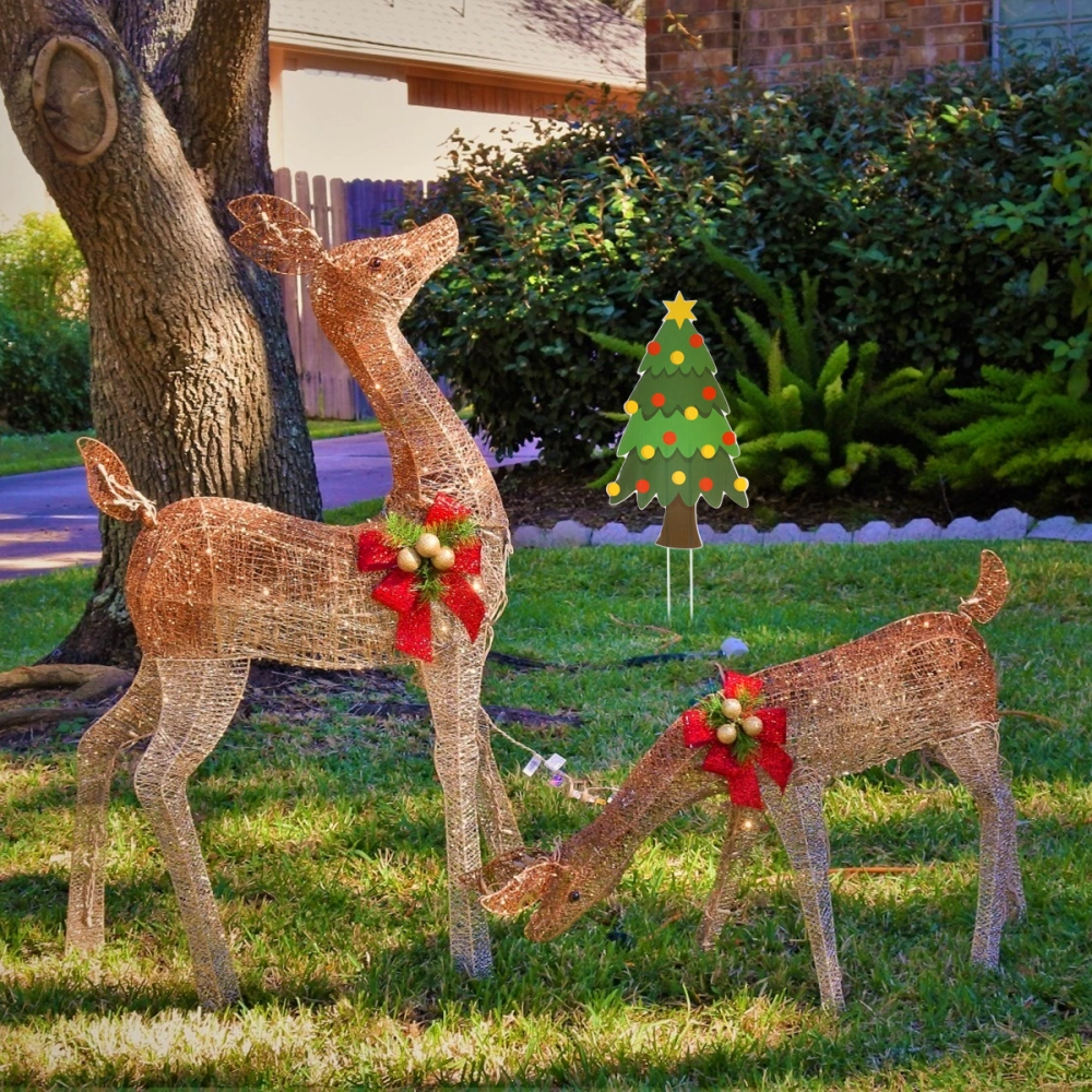 Christmas Yard Sign with Stakes Christmas Tree Yard Lawn Sign Decoration