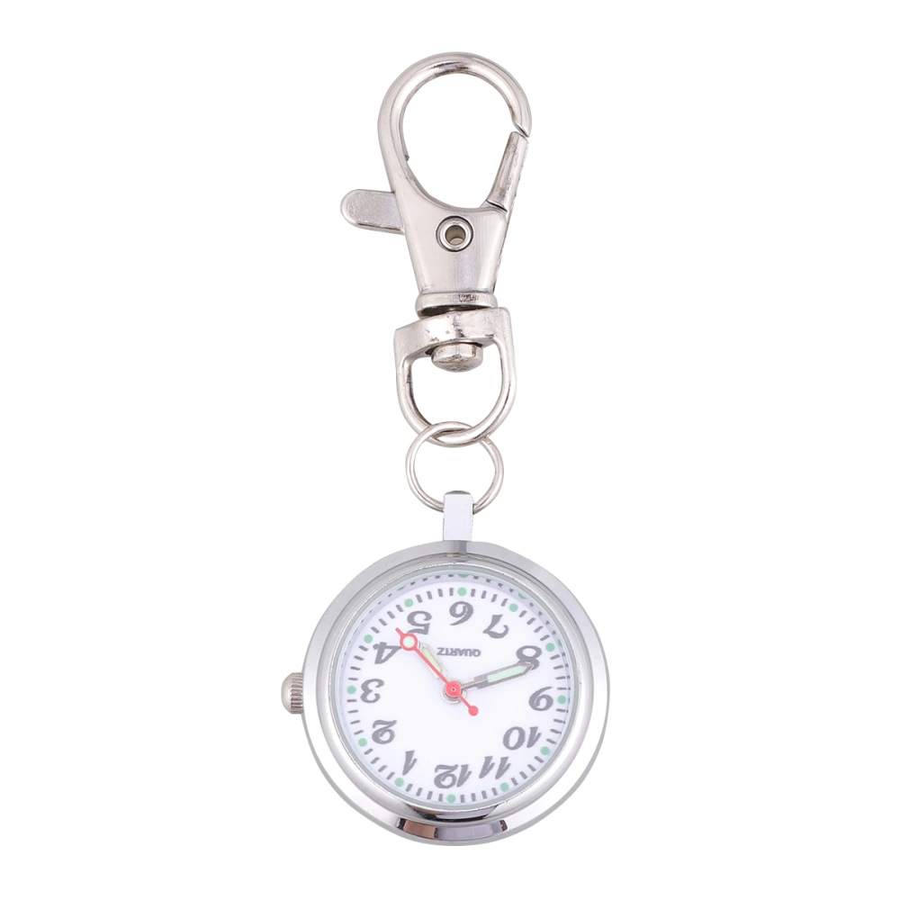 Keychain Pocket Watch Quartz Watch Large Number Couples Watch for Children Men Couples (White）