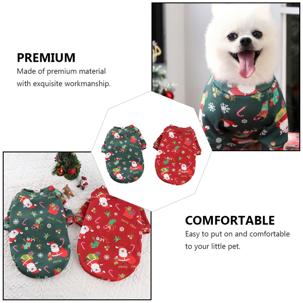 2Pcs Christmas Pet Clothing Dog Cat Colored Printing Costume Outdoor Pet Costume