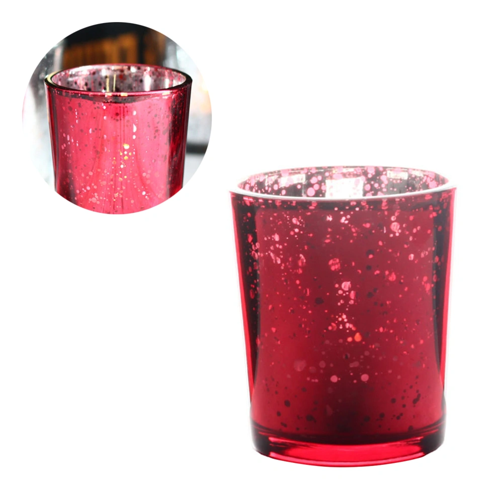 3pcs Glass Candle Cup Candlesticks Electroplating Starry Sky Romantic Colorful Candle Holder (Red)