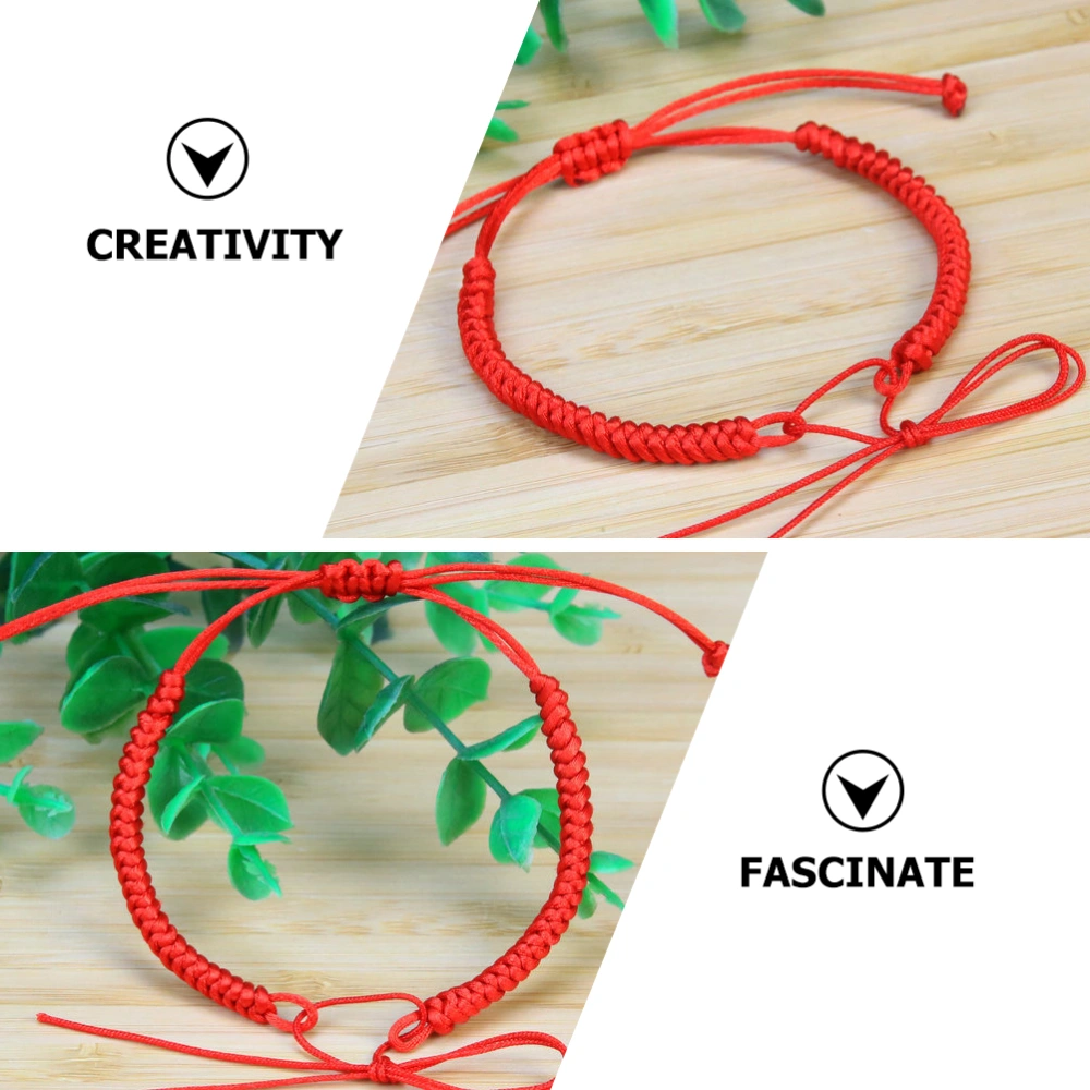 8pcs Handwoven Braided Red Bracelet Rope Bracelet Decorative Braided Red Ropes