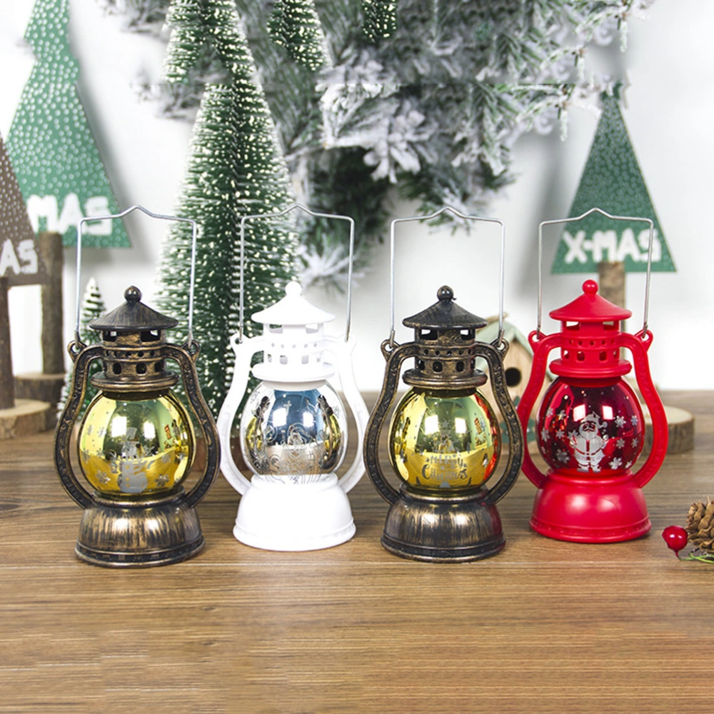 Christmas Decorative Storm Lantern Printed Hanging Oil-lamp Tabletop Lights (B Bronze Snowman)