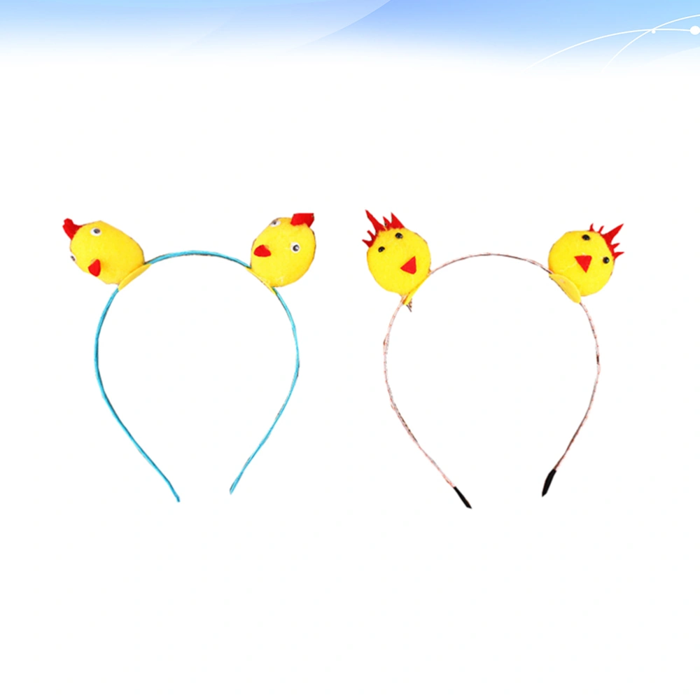 2PCS Chick Hair Spring Clip Headband Party Hair Hoops Headdress Props for Adult Chidren Girls