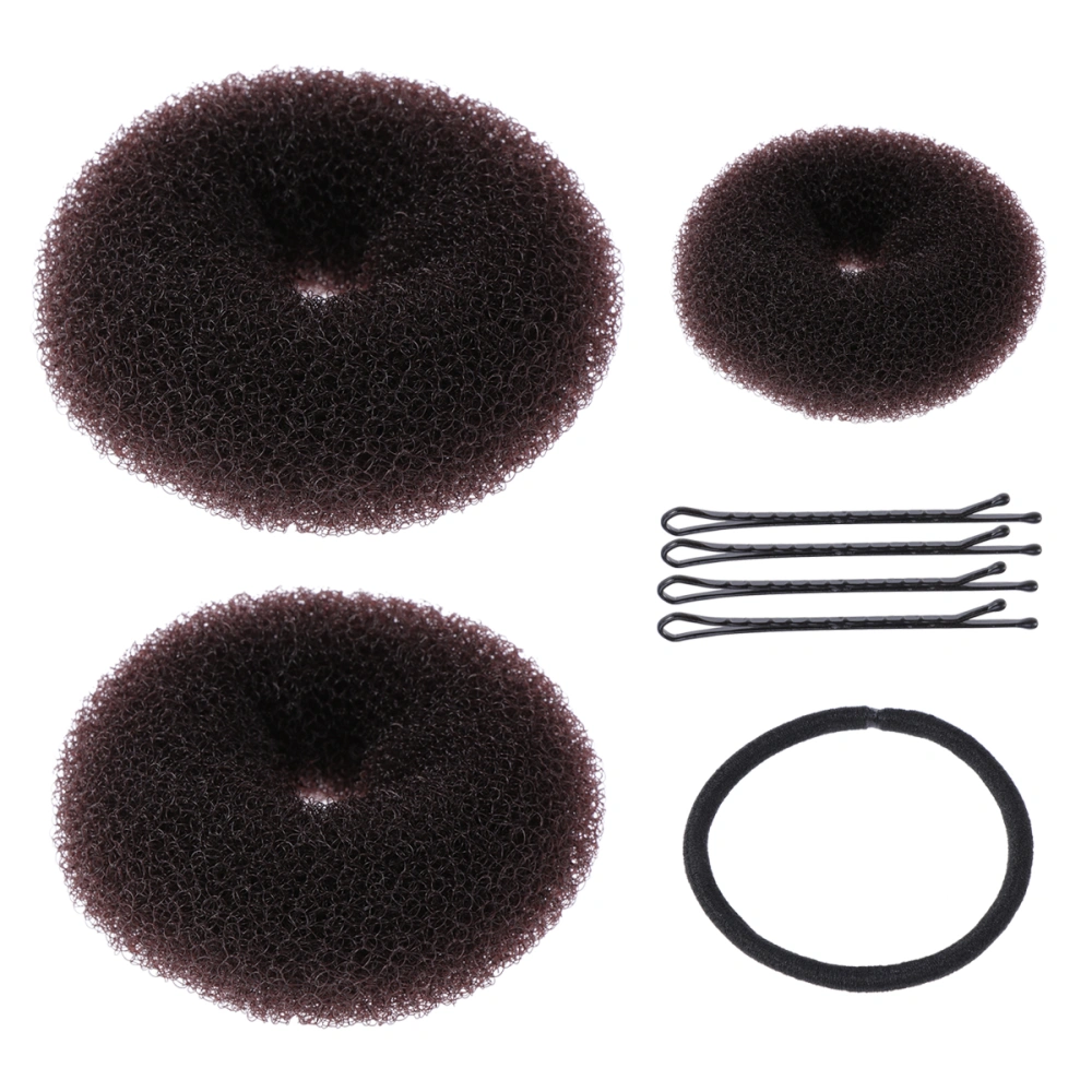 5 in 1 Hot Hair Donut Bun Ring Styler Maker with Hairpin Clip and Hair Band (Brwon)