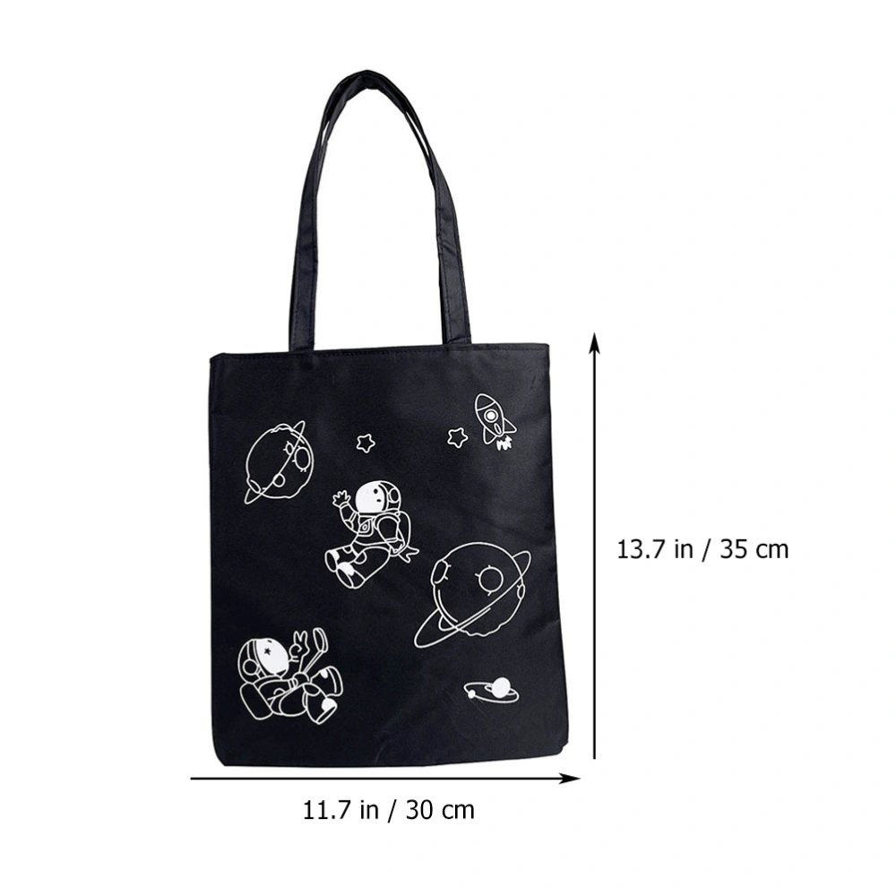 2pcs Canvas Tote Shoulder Bag Astronaut Printed Tote Bag Shoulder Handbag