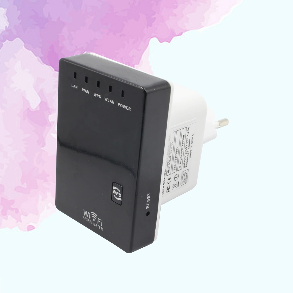300Mbps WiFi Router Multifunctional Range Extender 2.4GHz WiFi Repeater Network Amplifier Booster Network Extender with EU Plug (Random Line Color)