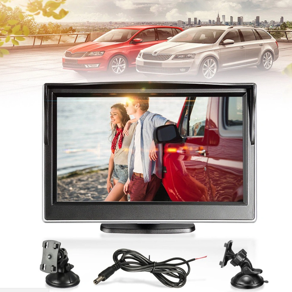 5 inch TFT LCD Color Mirror Monitor for Car Reverse Rear View Backup Camera Car DVD Surveillance Camera Kit (Black)