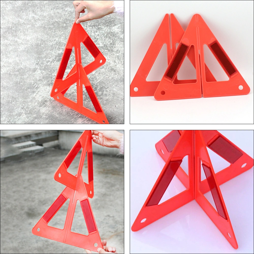 1 Set Plastic Triangle Reflective Road Safety Kit Useful Car Road Warning Sign