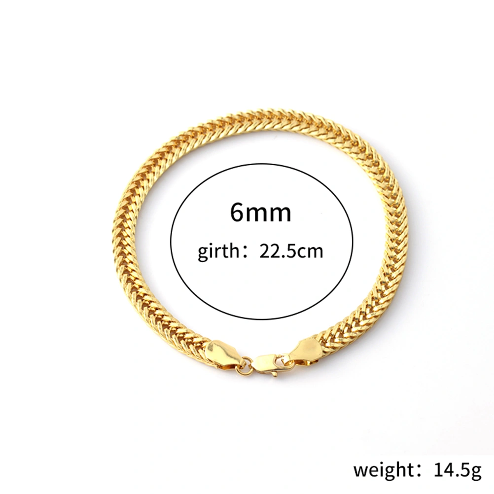2PCS Fashion Copper Chain Bracelet Jewelry Gift Cuban Link Chain Bangle for Women Men