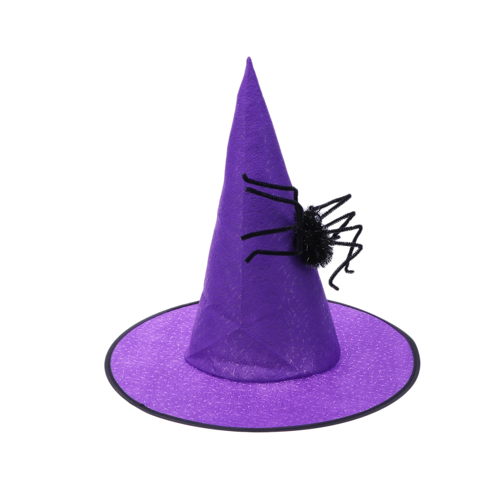 Halloween Hat Witch Dress Up Spider Non-woven Fabric Hats Makeup Props for Party Festival Masquerade (Purple)