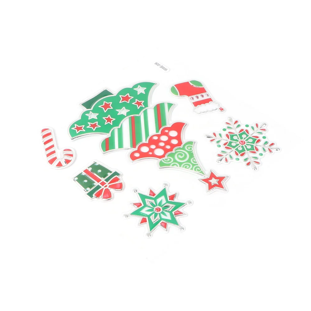 1 Set Christmas Window Stickers Decorative 3D Decals Cartoon Door Stickers